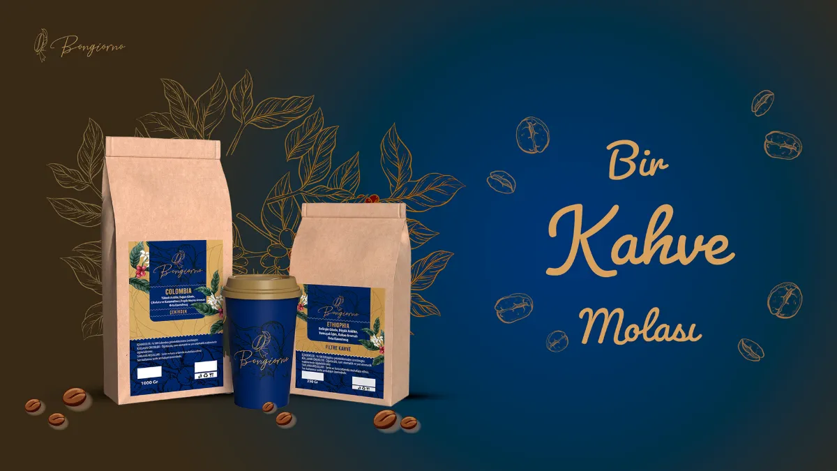 Bongiorno kahve paketleri ve karton bardak tanıtım görseli