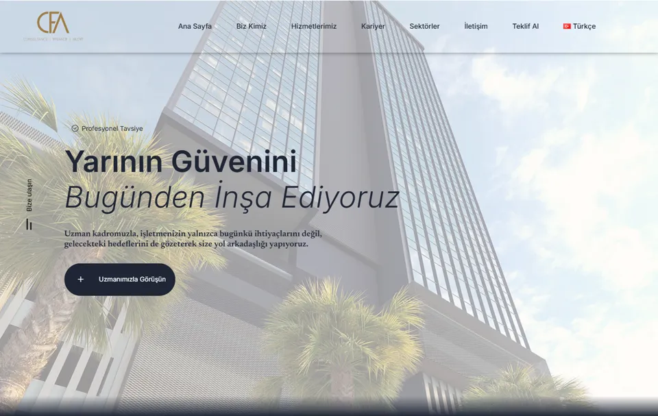 CFA Bağımsız Denetim web sitesi ana sayfası