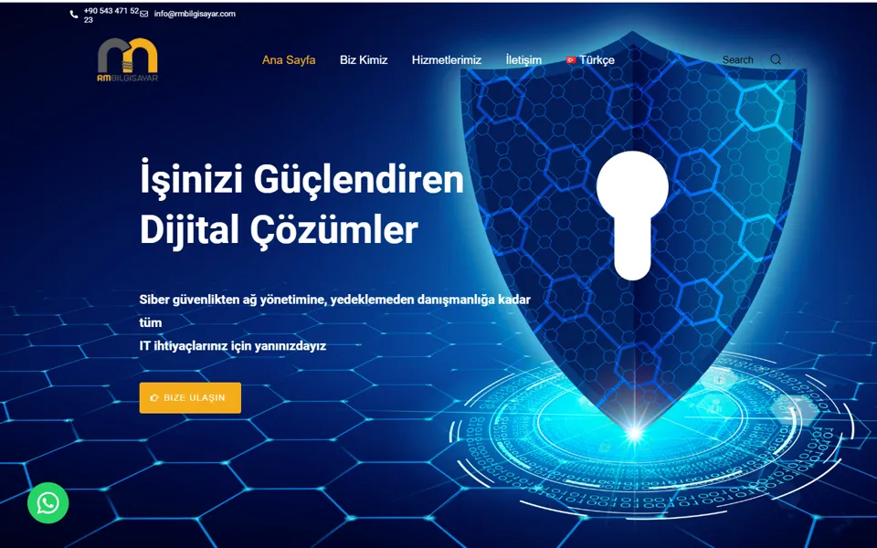 RM Bilgisayar web sitesi ana sayfası