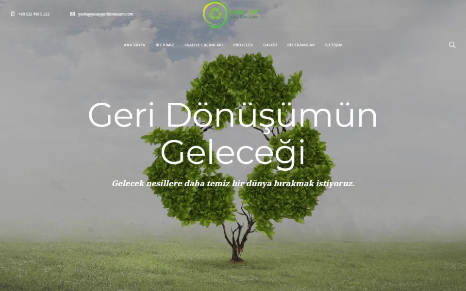 Yasay Geri Dönüşüm web sitesi ana sayfası